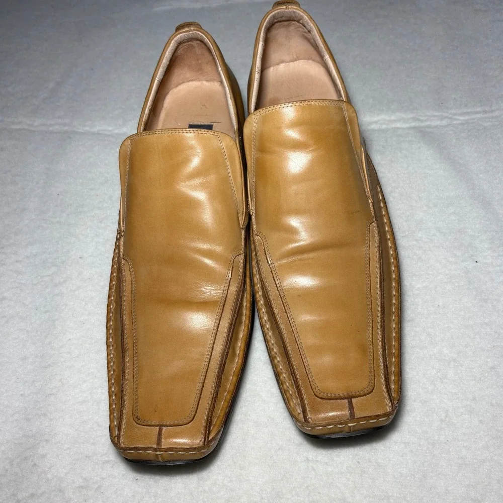 Giorgio Brutini Mens Tan Leather Square Toe Slip On Loafer Dress Shoe 156999 12M